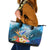 Kosrae Constitution Day Leather Tote Bag Humpback Whale Tropical Flowers LT05 Blue - Polynesian Pride