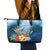 Kosrae Constitution Day Leather Tote Bag Humpback Whale Tropical Flowers LT05 - Polynesian Pride