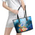 Kosrae Constitution Day Leather Tote Bag Humpback Whale Tropical Flowers LT05 - Polynesian Pride