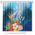 Kosrae Constitution Day Shower Curtain Humpback Whale Tropical Flowers LT05 Blue - Polynesian Pride