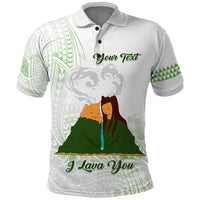 Personalised I LAVA YOU Volcano Valentine Polo Shirt Polynesian Tribal Pattern LT05 White - Polynesian Pride