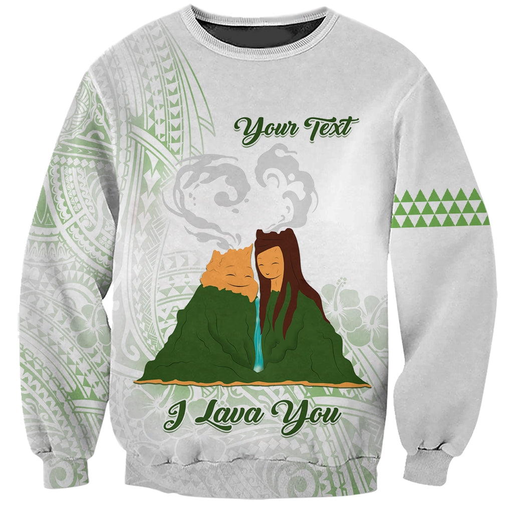 Personalised I LAVA YOU Volcano Valentine Sweatshirt Polynesian Tribal Pattern LT05 Unisex White - Polynesian Pride