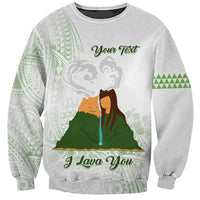 Personalised I LAVA YOU Volcano Valentine Sweatshirt Polynesian Tribal Pattern LT05 Unisex White - Polynesian Pride