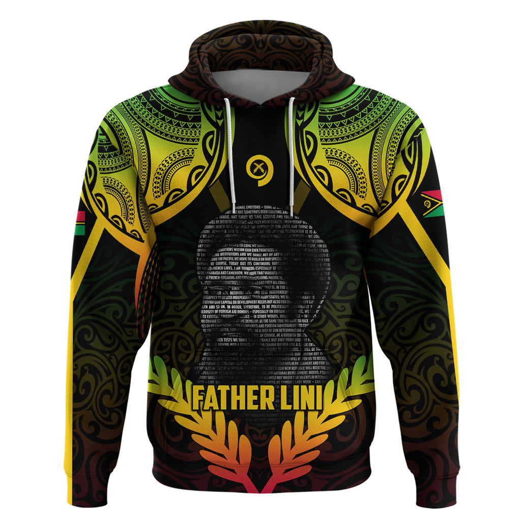 Personalised Vanuatu Father Lini Day Hoodie Polynesian Tribal Pattern LT05 Pullover Hoodie Black - Polynesian Pride