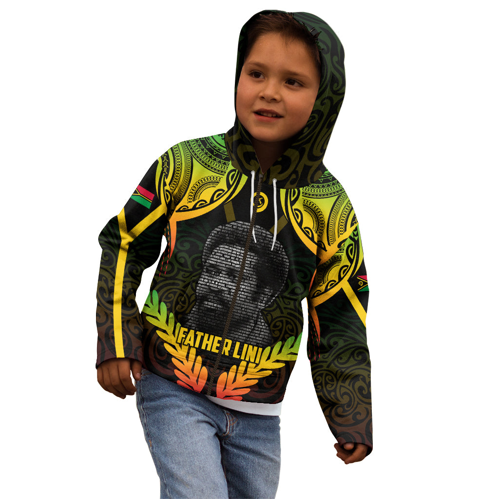 Personalised Vanuatu Father Lini Day Kid Hoodie Polynesian Tribal Pattern LT05 - Polynesian Pride