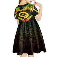 Personalised Vanuatu Father Lini Day Kid Short Sleeve Dress Polynesian Tribal Pattern LT05 - Polynesian Pride