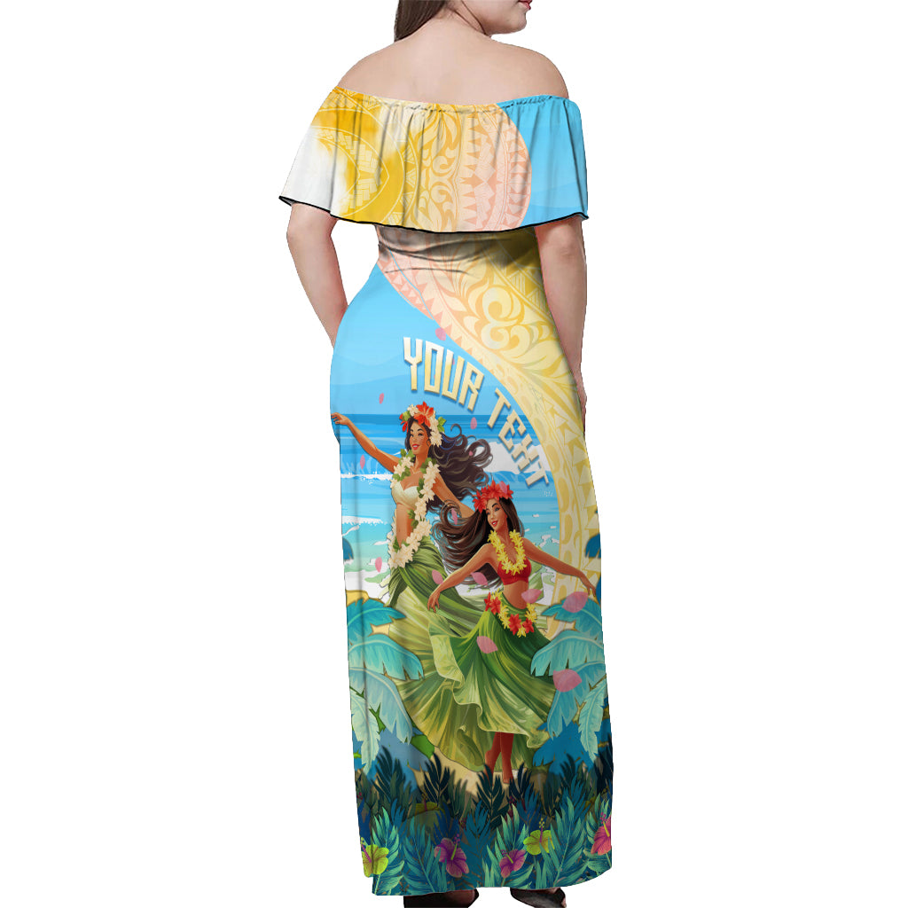 Personalised Hawaii Honolulu Festival Off Shoulder Maxi Dress Hula Girls Tropical Vibe LT05 - Polynesian Pride