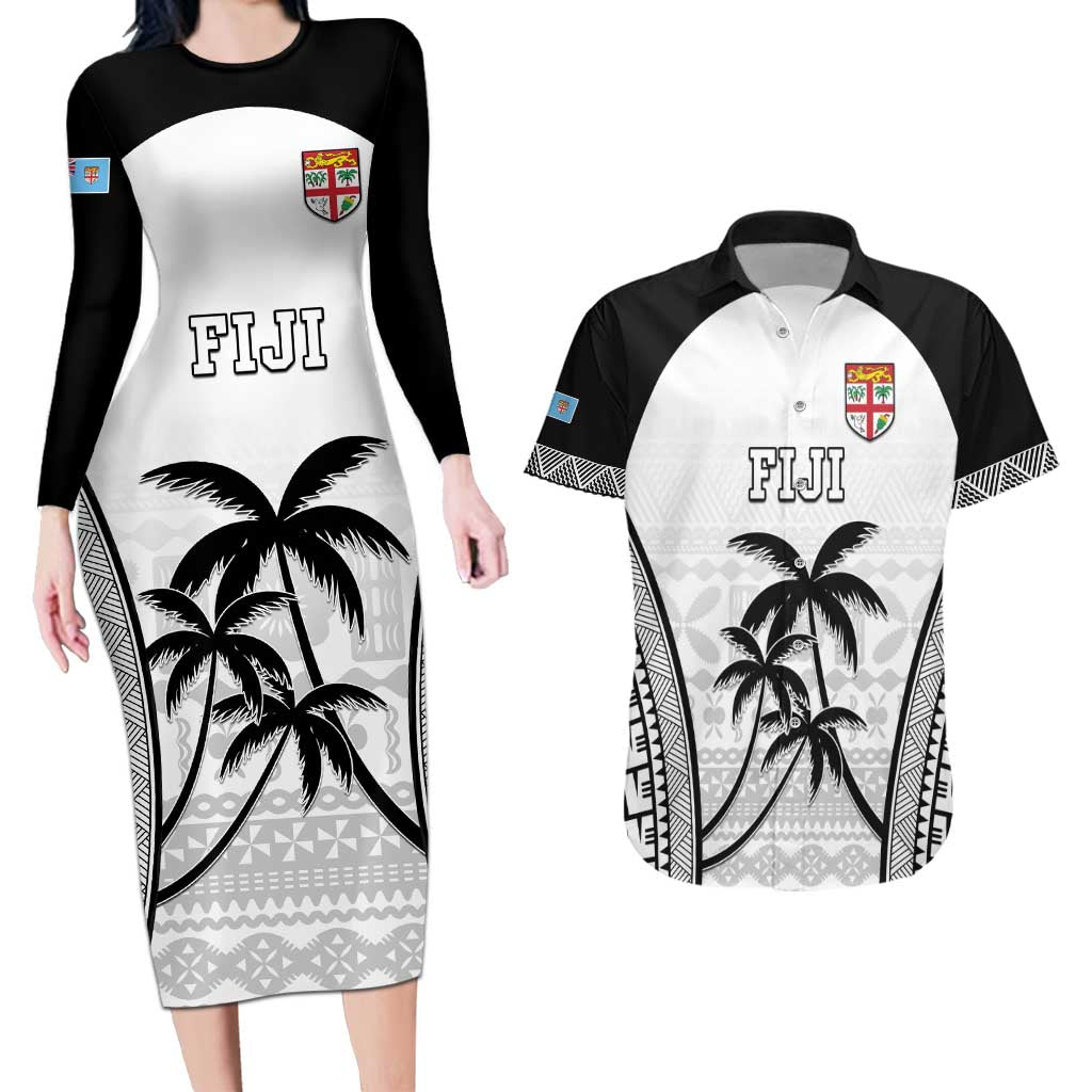 Custom Fiji Tapa Football Couples Matching Long Sleeve Bodycon Dress and Hawaiian Shirt Sporty Style