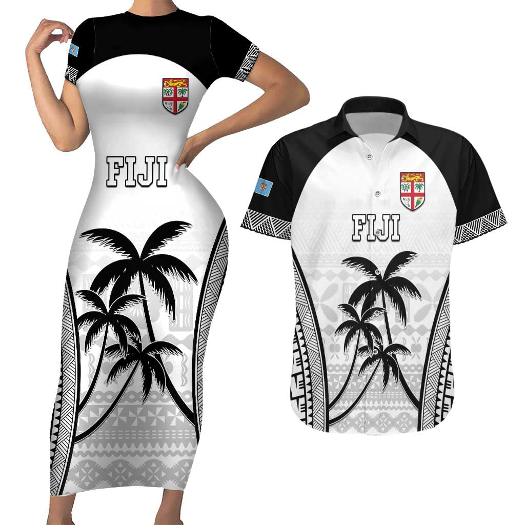 Custom Fiji Tapa Football Couples Matching Short Sleeve Bodycon Dress and Hawaiian Shirt Sporty Style