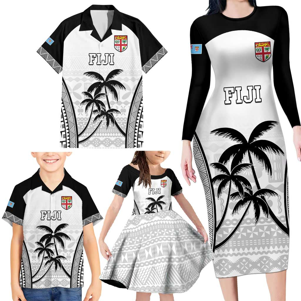 Custom Fiji Tapa Football Family Matching Long Sleeve Bodycon Dress and Hawaiian Shirt Sporty Style