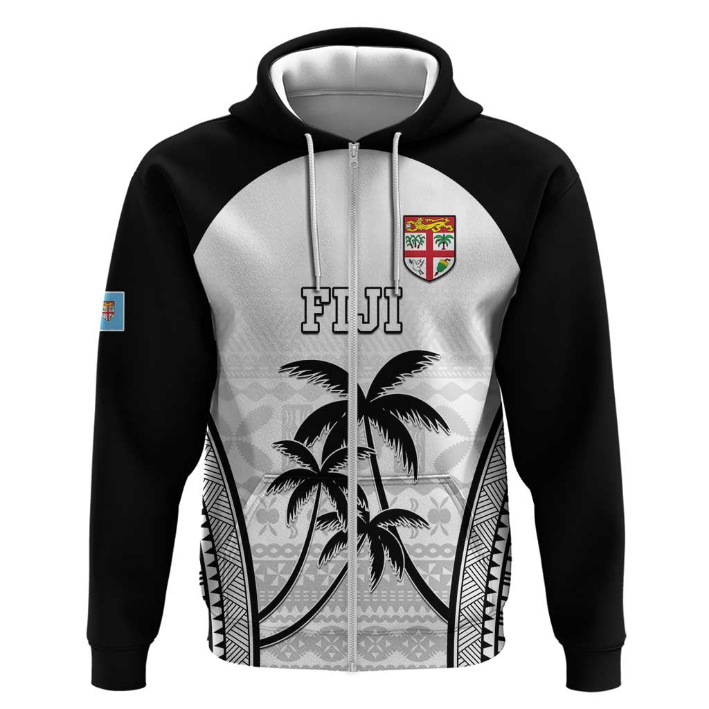 Custom Fiji Tapa Football Hoodie Sporty Style LT05 Zip Hoodie White - Polynesian Pride