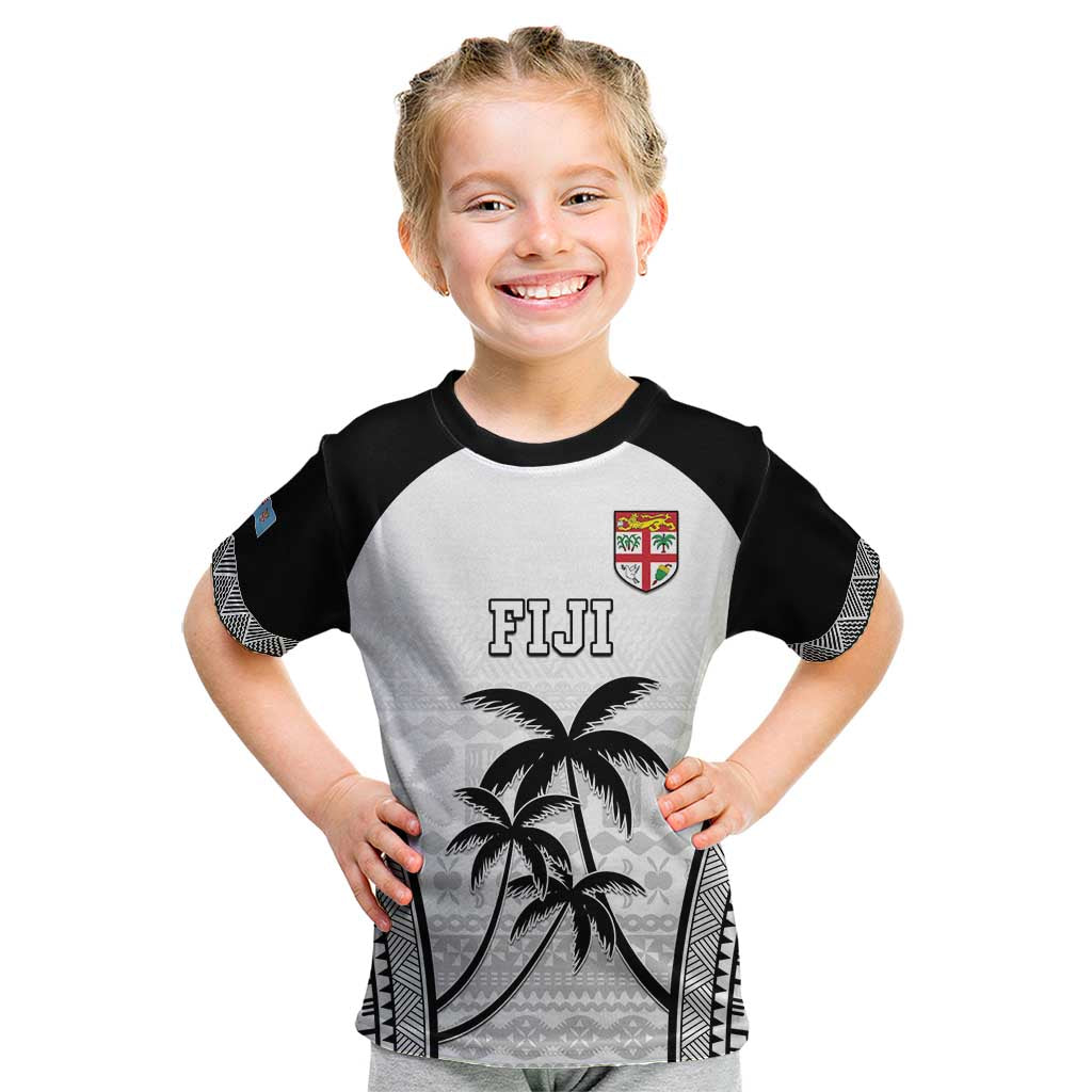 Custom Fiji Tapa Football Kid T Shirt Sporty Style LT05 White - Polynesian Pride