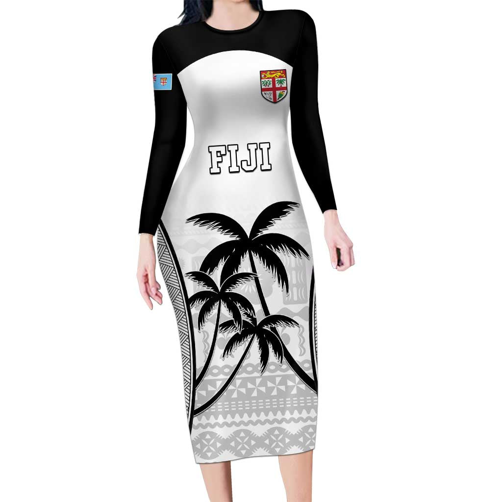 Custom Fiji Tapa Football Long Sleeve Bodycon Dress Sporty Style