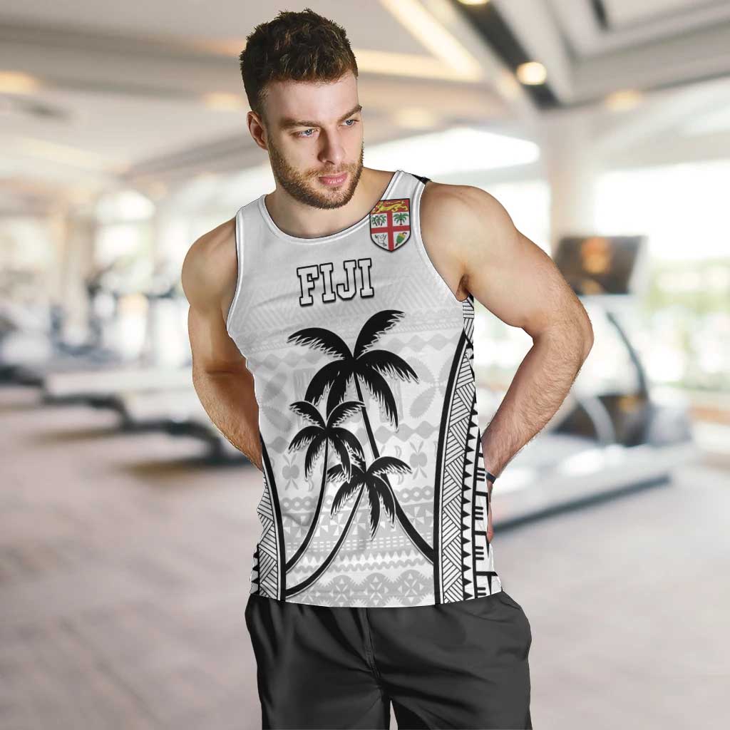 Custom Fiji Tapa Football Men Tank Top Sporty Style LT05 White - Polynesian Pride