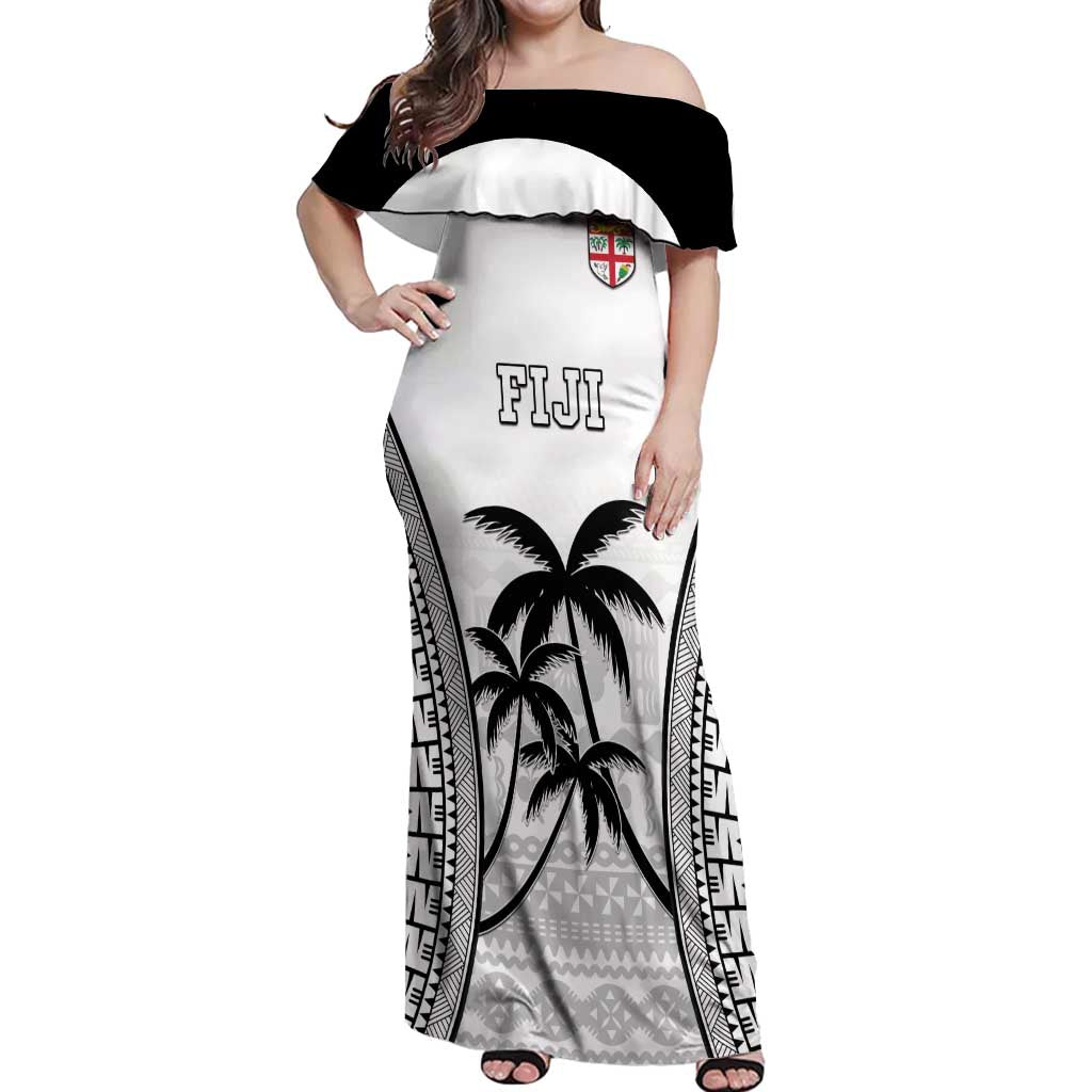 Custom Fiji Tapa Football Off Shoulder Maxi Dress Sporty Style