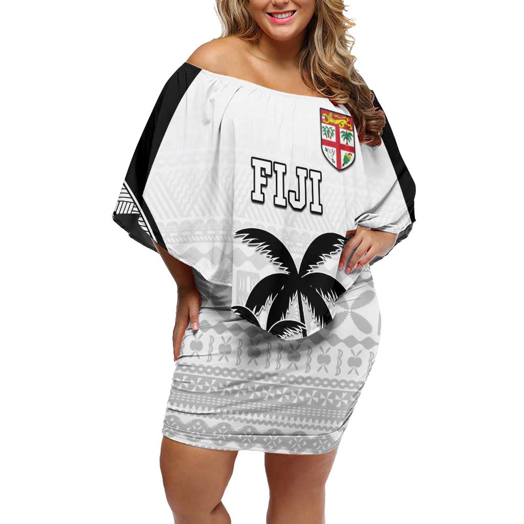 Custom Fiji Tapa Football Off Shoulder Short Dress Sporty Style