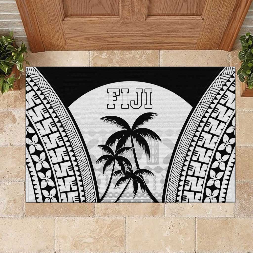 Fiji Tapa Football Rubber Doormat Sporty Style LT05 White - Polynesian Pride