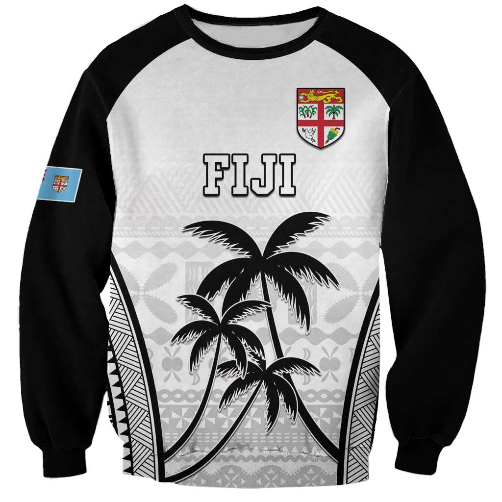 Custom Fiji Tapa Football Sweatshirt Sporty Style LT05 Unisex White - Polynesian Pride