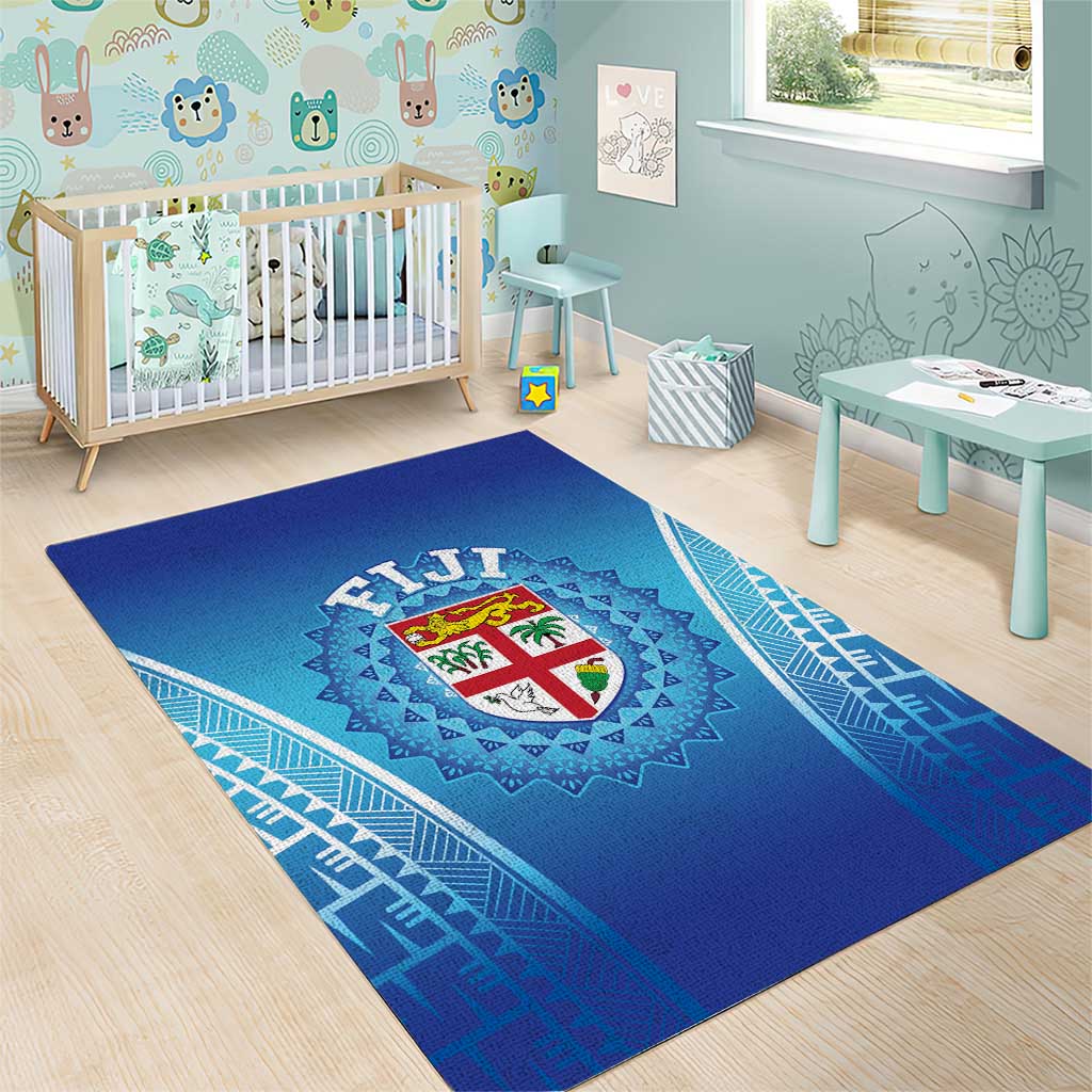 Fiji Football Area Rug Fijian Tapa Pattern LT05 - Polynesian Pride