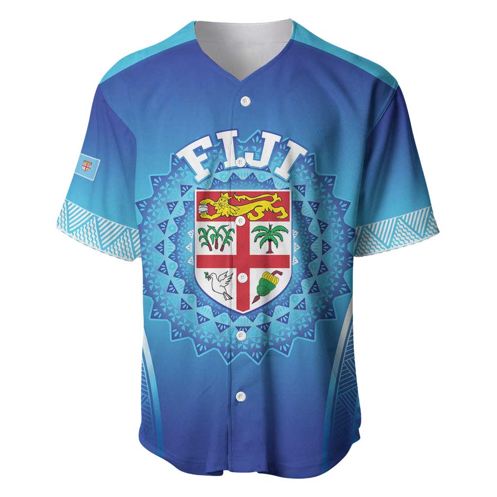Custom Fiji Football Baseball Jersey Fijian Tapa Pattern LT05 Blue - Polynesian Pride