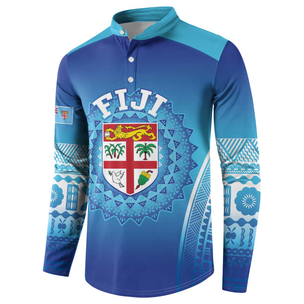 Custom Fiji Football Button Sweatshirt Fijian Tapa Pattern LT05 - Polynesian Pride