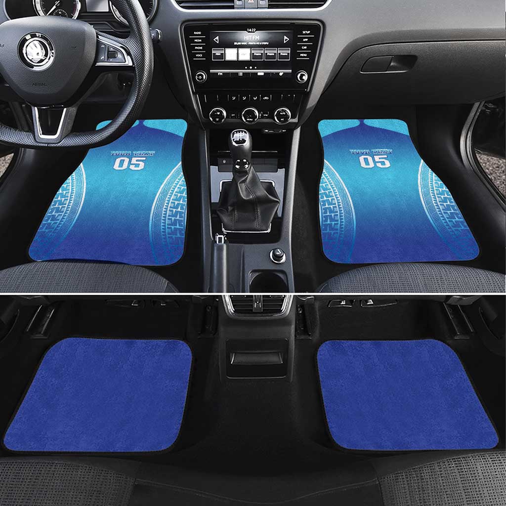 Fiji Football Car Mats Fijian Tapa Pattern LT05 Set 4pcs Blue - Polynesian Pride