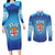 Custom Fiji Football Couples Matching Long Sleeve Bodycon Dress and Long Sleeve Button Shirt Fijian Tapa Pattern