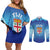 Custom Fiji Football Couples Matching Off Shoulder Short Dress and Long Sleeve Button Shirt Fijian Tapa Pattern