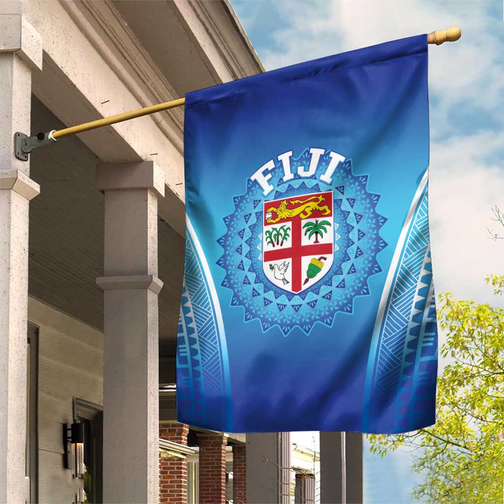 Fiji Football Garden Flag Fijian Tapa Pattern LT05 House Flag Blue - Polynesian Pride