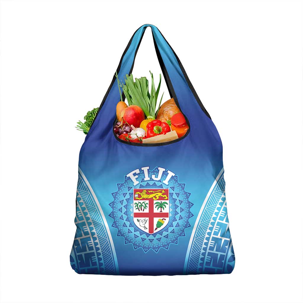 Fiji Football Grocery Bag Fijian Tapa Pattern LT05 1-pack One Size Blue - Polynesian Pride