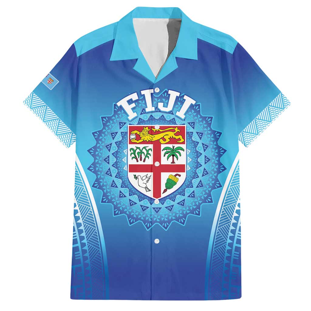 Custom Fiji Football Hawaiian Shirt Fijian Tapa Pattern LT05 Blue - Polynesian Pride