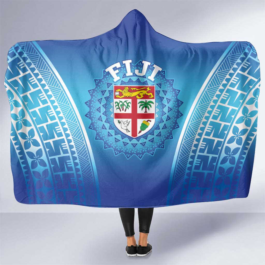 Fiji Football Hooded Blanket Fijian Tapa Pattern LT05 One Size Blue - Polynesian Pride
