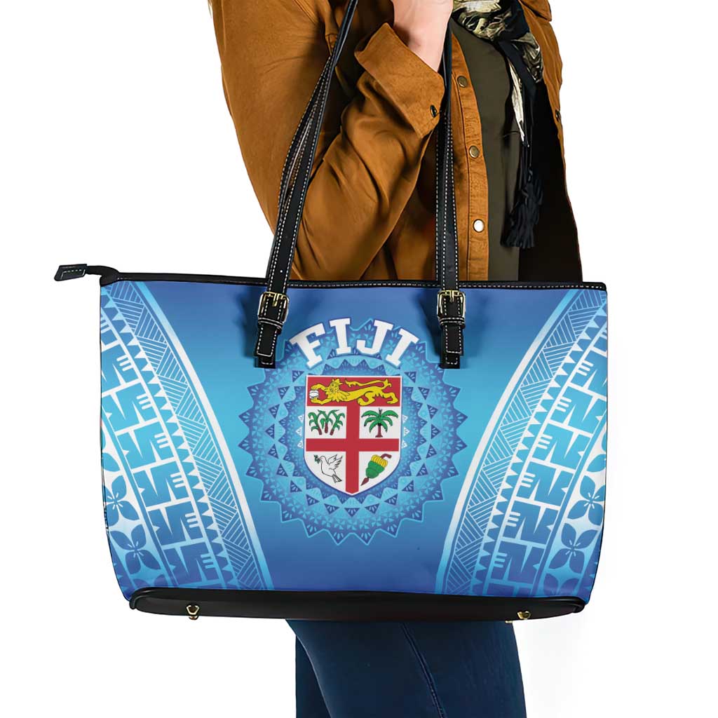 Fiji Football Leather Tote Bag Fijian Tapa Pattern LT05 - Polynesian Pride