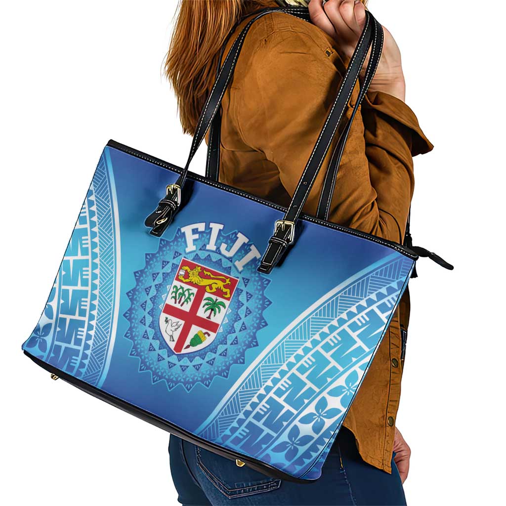 Fiji Football Leather Tote Bag Fijian Tapa Pattern LT05 - Polynesian Pride