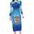 Custom Fiji Football Long Sleeve Bodycon Dress Fijian Tapa Pattern