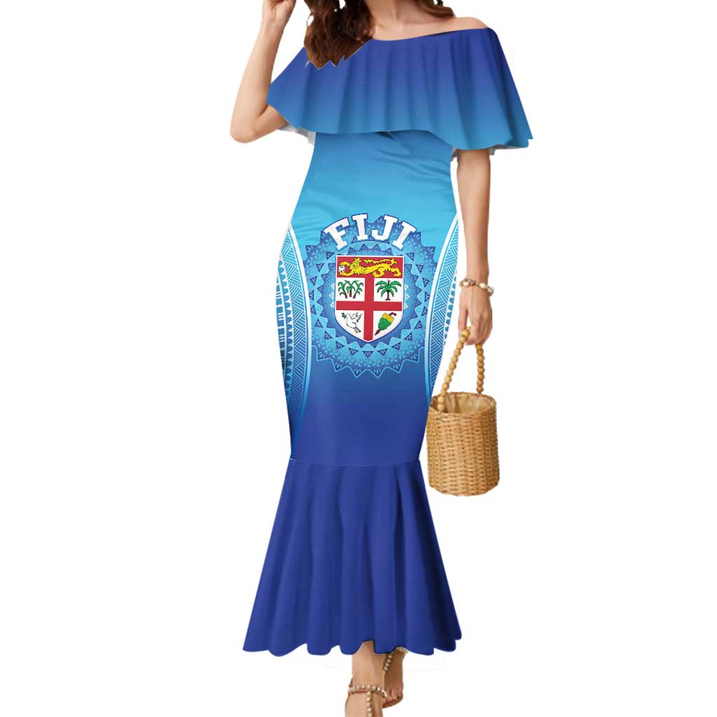 Custom Fiji Football Mermaid Dress Fijian Tapa Pattern