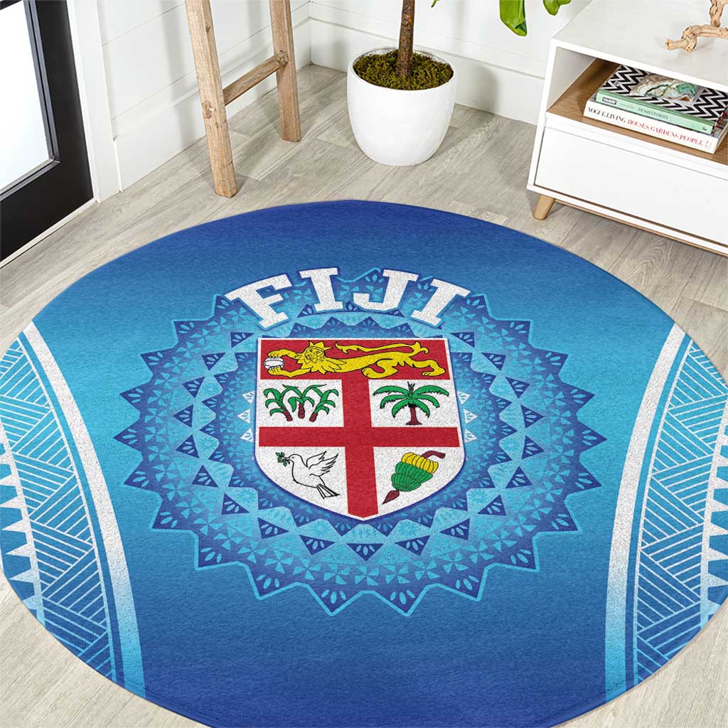 Fiji Football Round Carpet Fijian Tapa Pattern