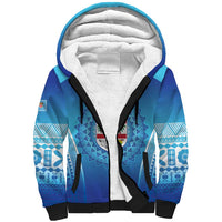 Custom Fiji Football Sherpa Hoodie Fijian Tapa Pattern LT05 Unisex Blue - Polynesian Pride