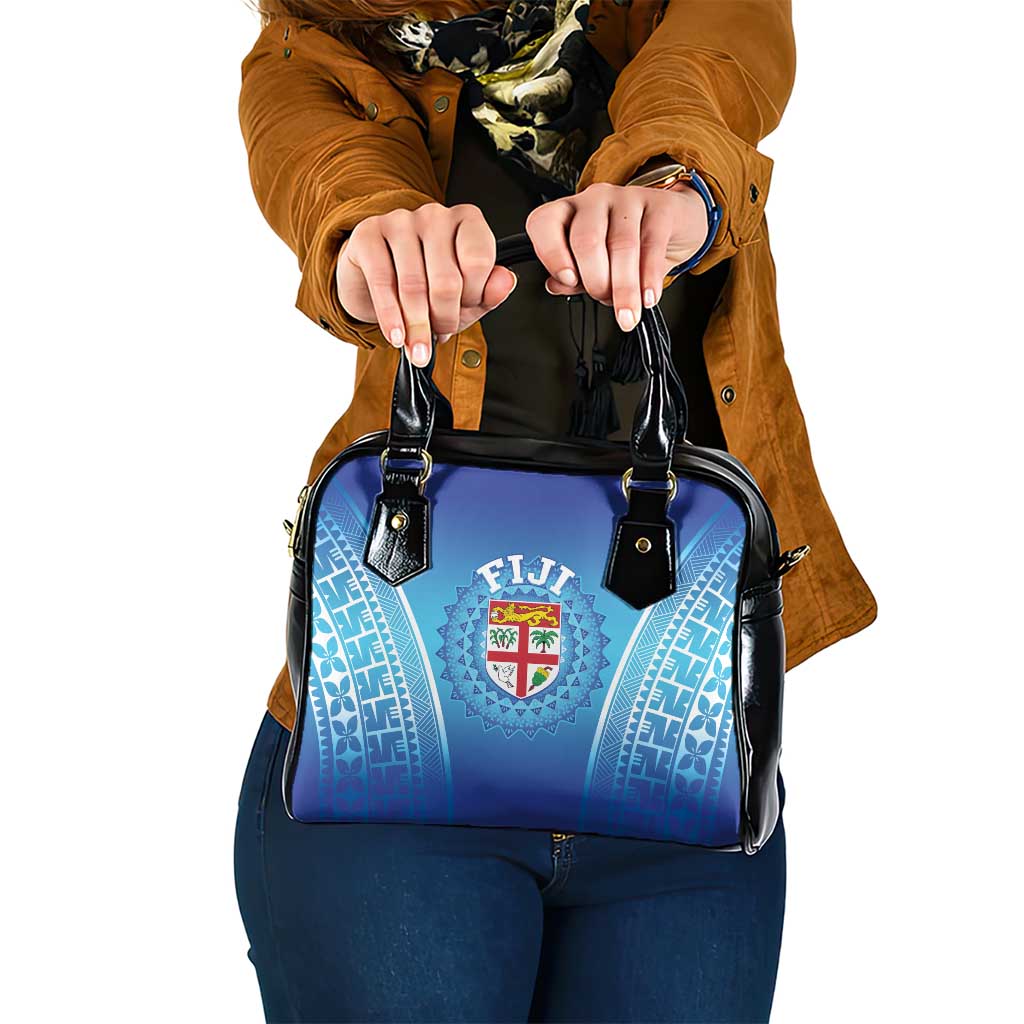Fiji Football Shoulder Handbag Fijian Tapa Pattern LT05 One Size Blue - Polynesian Pride