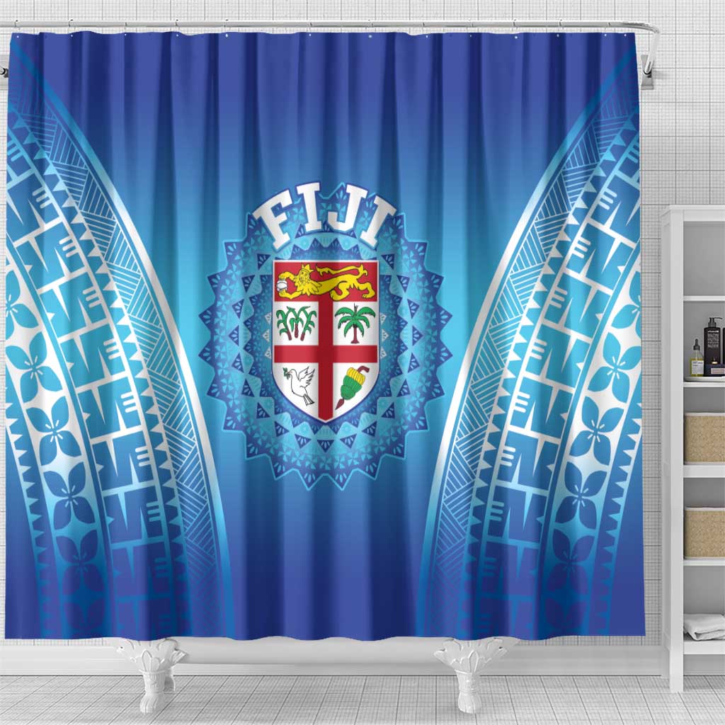 Fiji Football Shower Curtain Fijian Tapa Pattern LT05 - Polynesian Pride