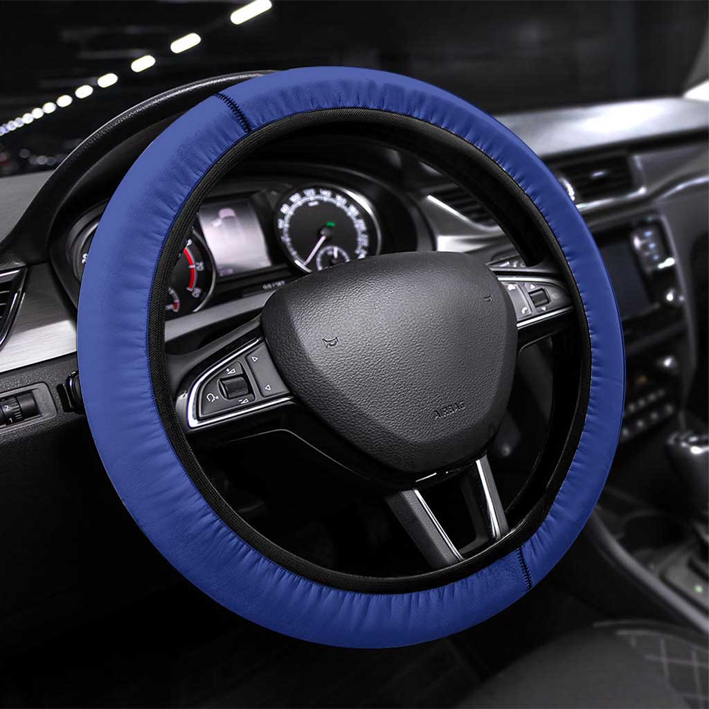 Fiji Football Steering Wheel Cover Fijian Tapa Pattern LT05 Universal Fit Blue - Polynesian Pride