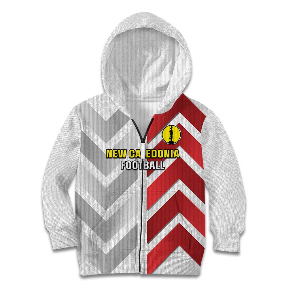 Custom New Caledonia Football Kid Hoodie Unique Style LT05 Zip Hoodie Red - Polynesian Pride