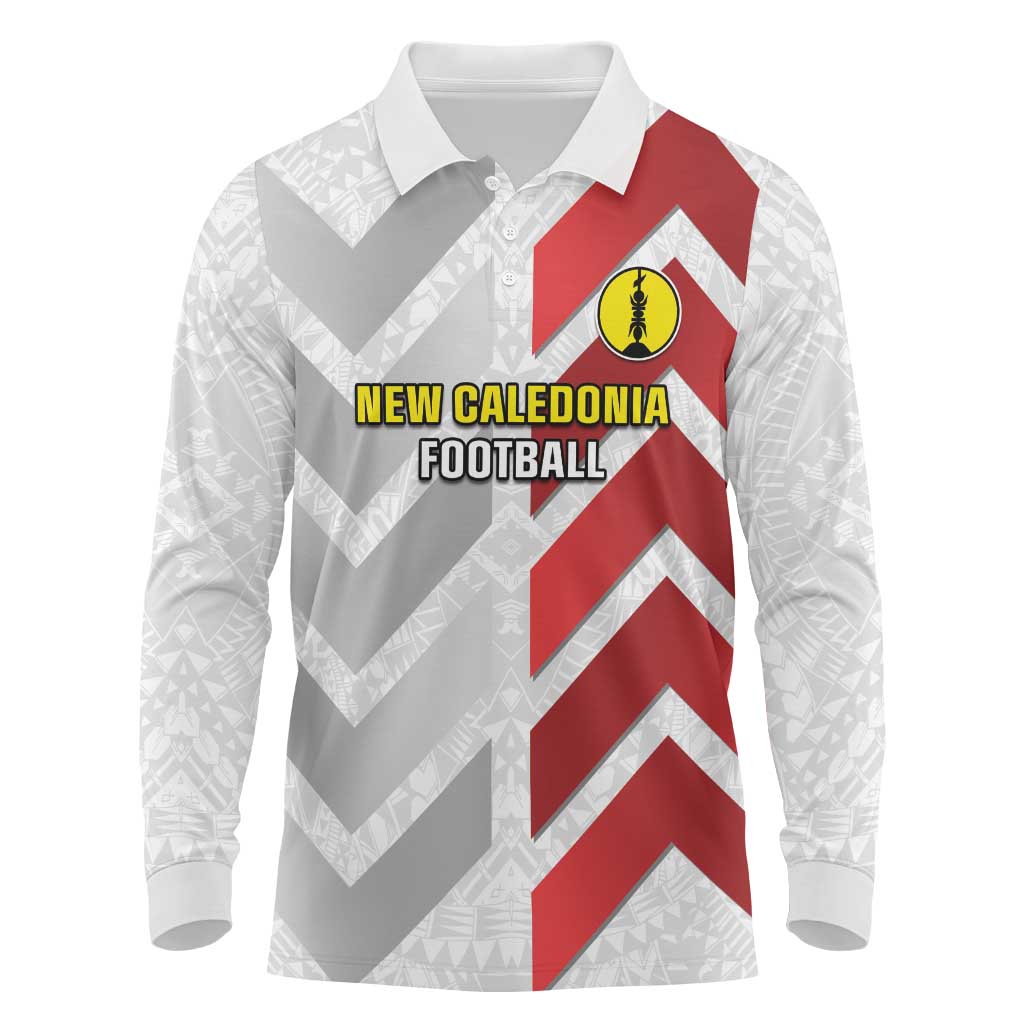 Custom New Caledonia Football Long Sleeve Polo Shirt Unique Style LT05 Red - Polynesian Pride