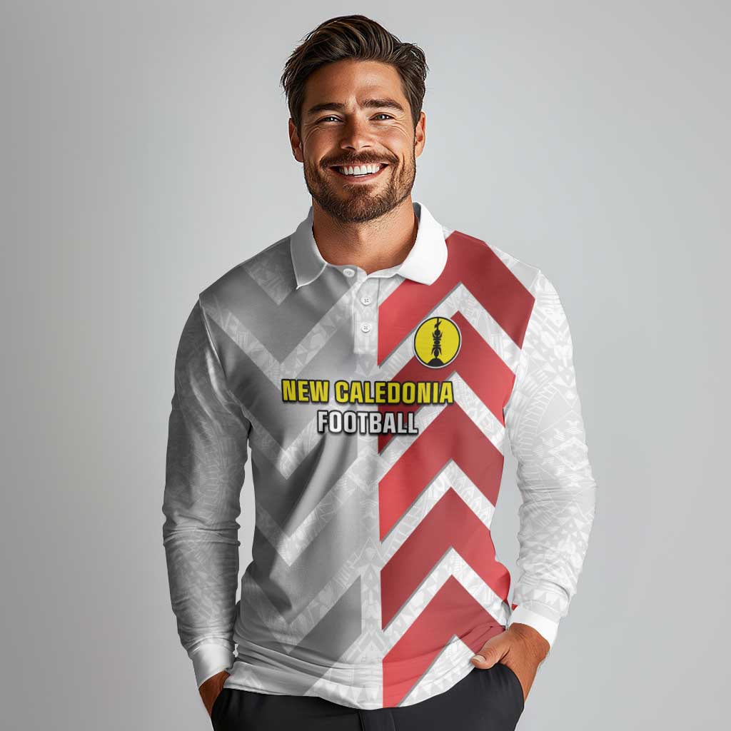 Custom New Caledonia Football Long Sleeve Polo Shirt Unique Style LT05 - Polynesian Pride