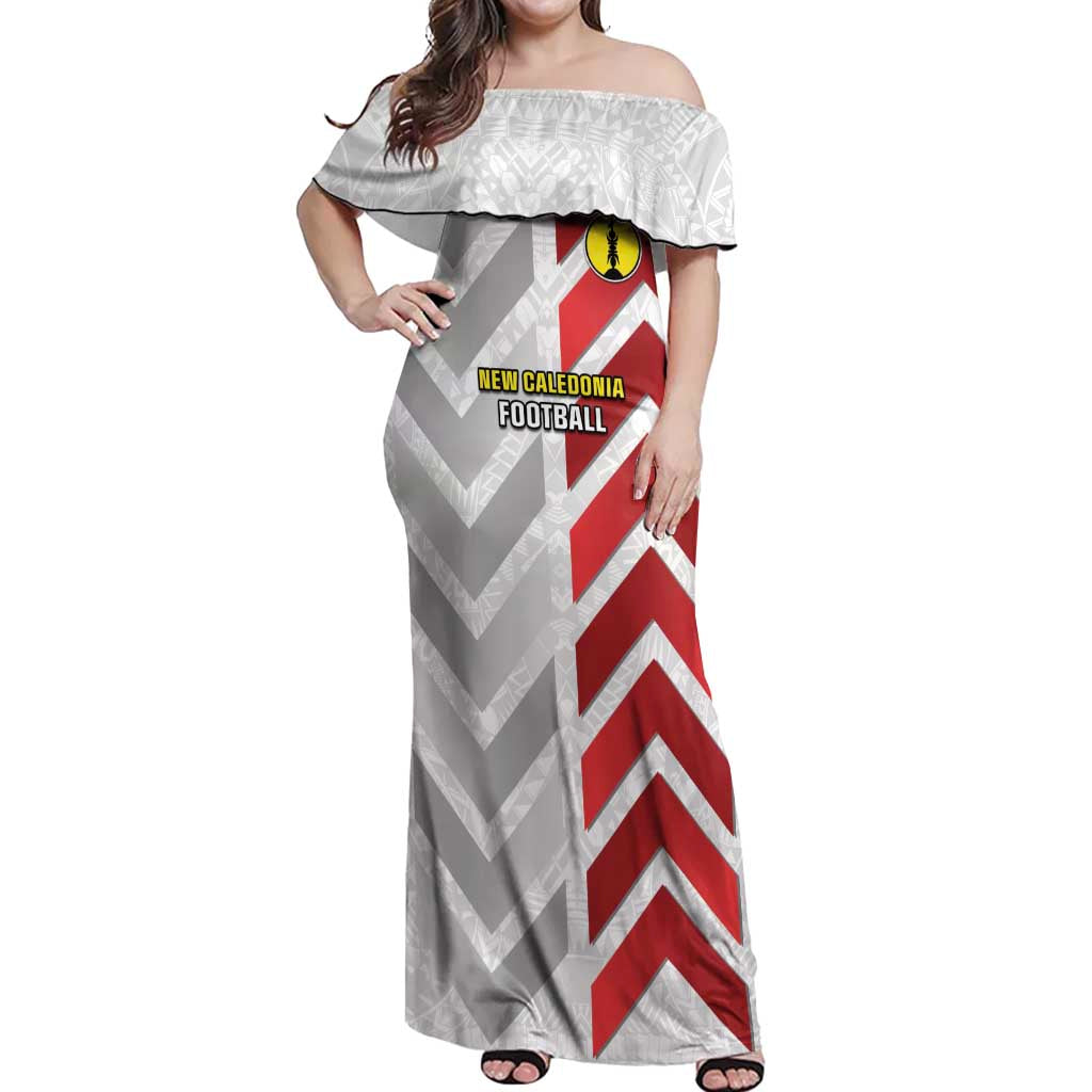 Custom New Caledonia Football Off Shoulder Maxi Dress Unique Style LT05 Women Red - Polynesian Pride