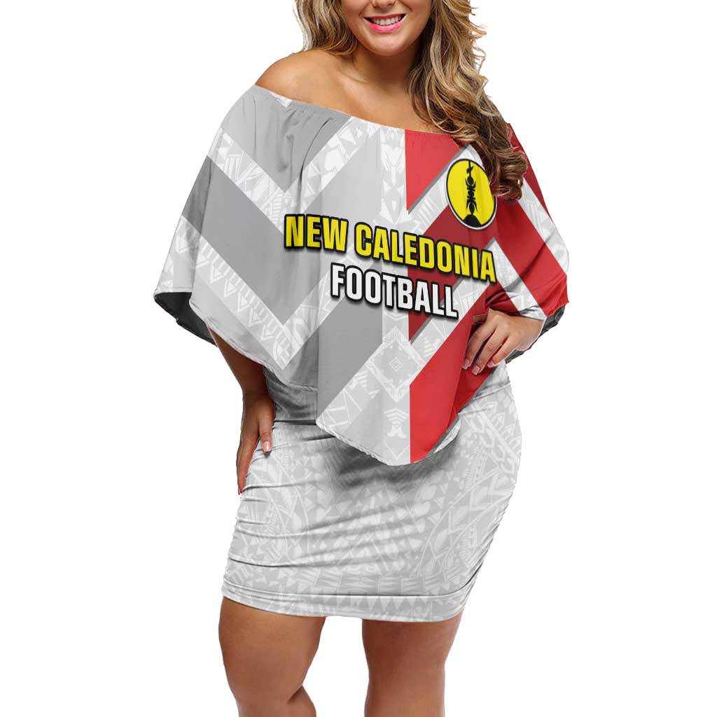 Custom New Caledonia Football Off Shoulder Short Dress Unique Style LT05 Women Red - Polynesian Pride