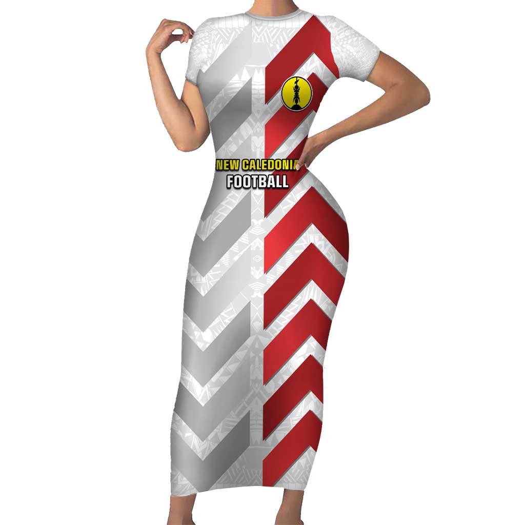 Custom New Caledonia Football Short Sleeve Bodycon Dress Unique Style LT05 Long Dress Red - Polynesian Pride