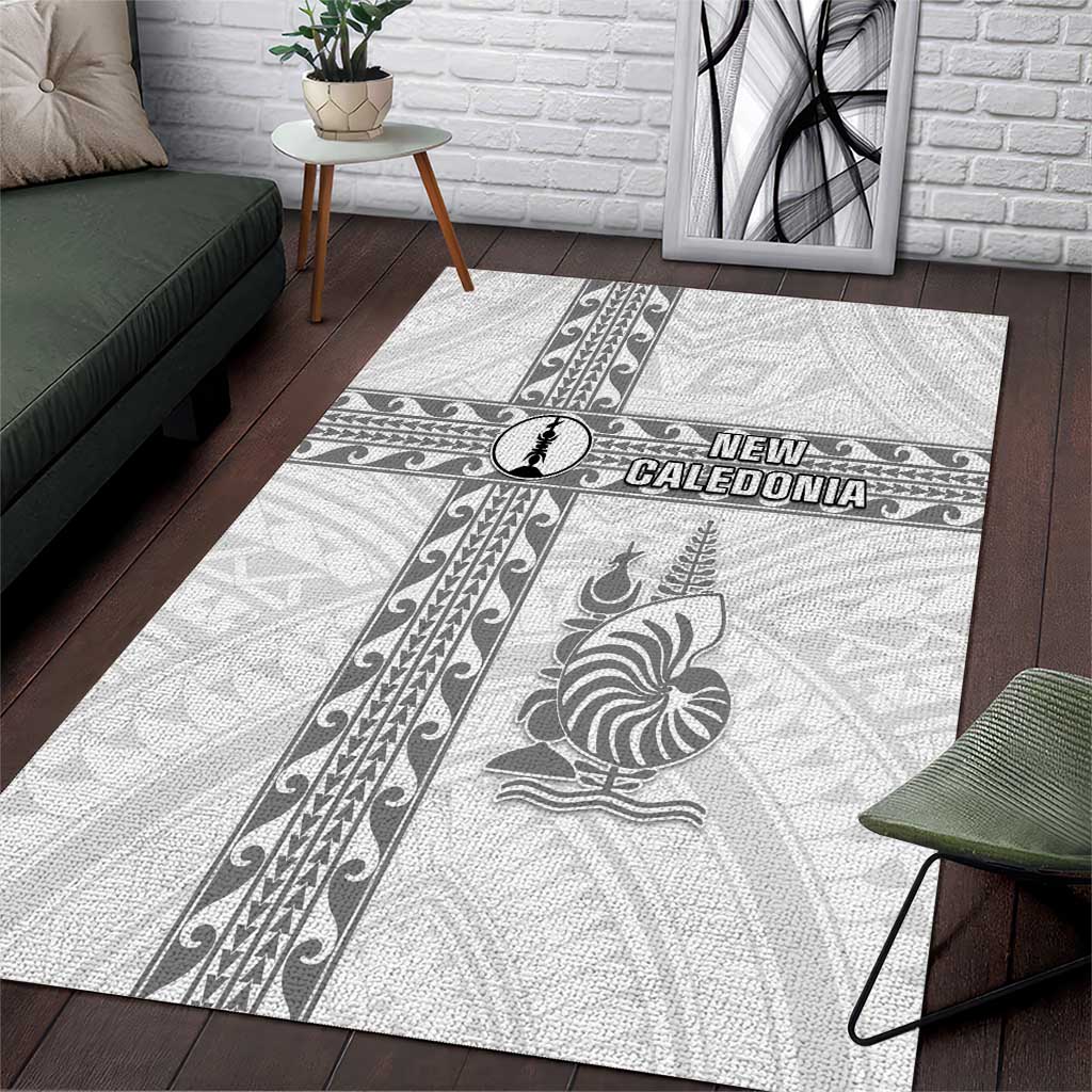 New Caledonia Football Area Rug Go The Kagus LT05 White - Polynesian Pride
