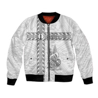 Custom New Caledonia Football Bomber Jacket Go The Kagus LT05 Unisex White - Polynesian Pride