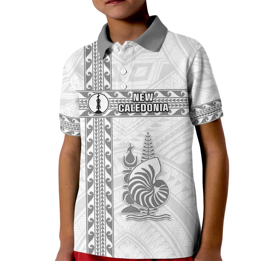 Custom New Caledonia Football Kid Polo Shirt Go The Kagus LT05 Kid White - Polynesian Pride